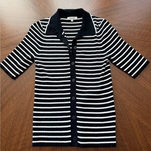 Madewell Black and White Striped Button Down Shirt